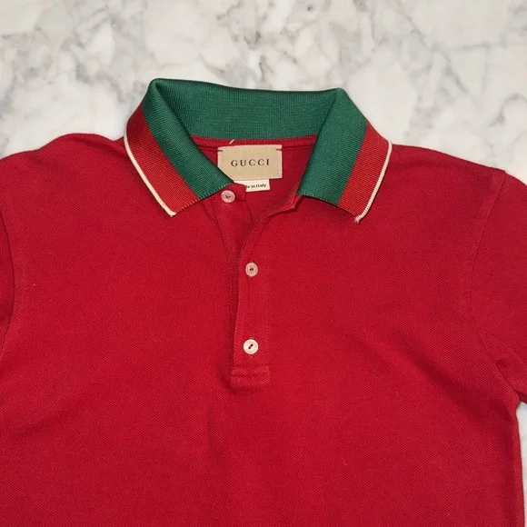 GUCCI BOYS POLO “GUCCI LOGO” COLLAR SHIRT 36M - Picture 5 of 8